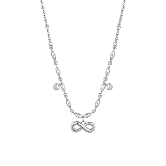 COLLANA DONNA IN ACCIAIO CON INFINITO E ZIRCONI BIANCHI