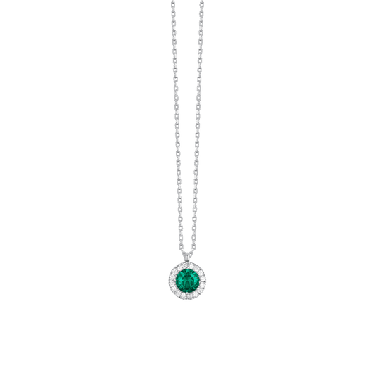 COLLANA DONNA IN ACCIAIO CON ELEMENTO CON ZIRCONI VERDI E BIANCHI