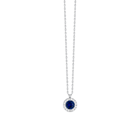COLLANA DONNA IN ACCIAIO CON ELEMENTO CON ZIRCONI BLU E BIANCHI