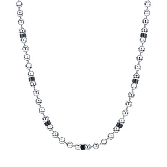 COLLANA UOMO IN ACCIAIO CON ELEMENTI NERI