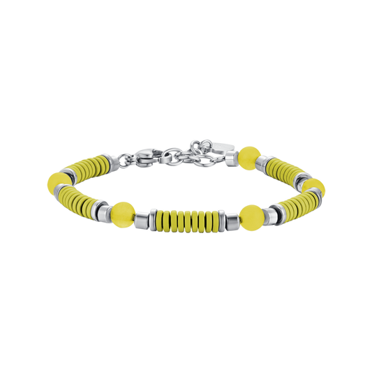 BRACCIALE BAMBINA IN ACCIAIO CON PIETRE GIALLE ED ELEMENTI CON SMALTO GIALLO