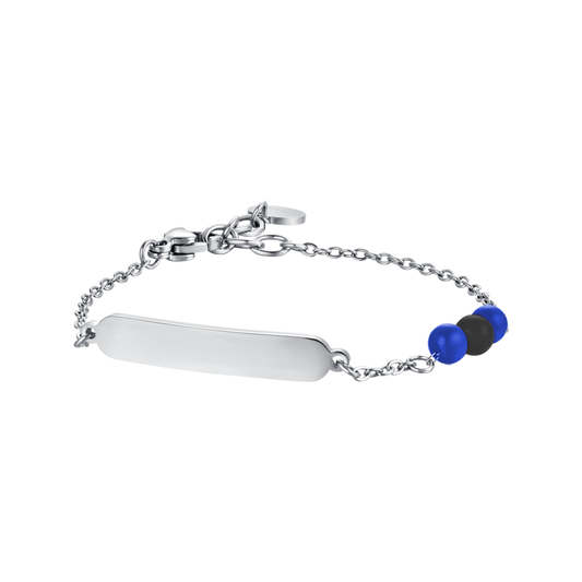BRACCIALE BAMBINO IN ACCIAIO CON PIETRE BLU E NERE