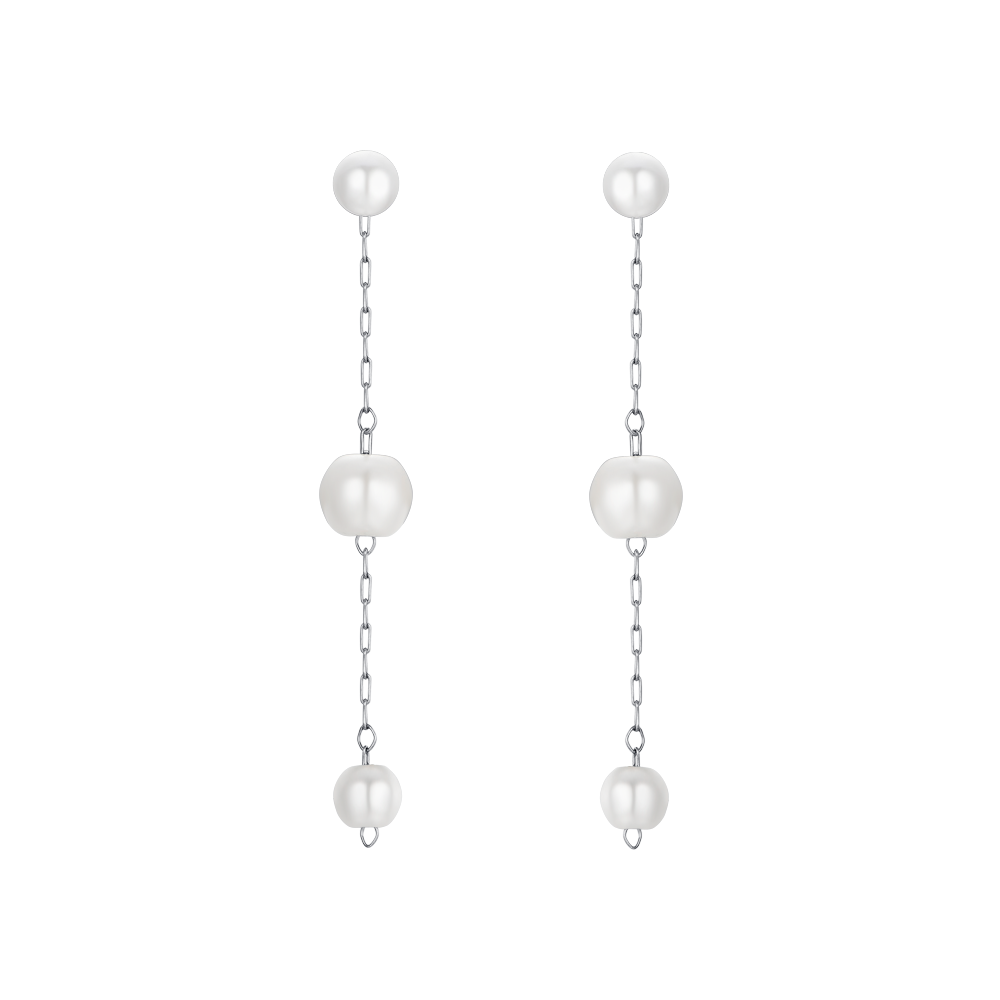 ORECCHINI DONNA IN ACCIAIO PENDENTI CON PERLE