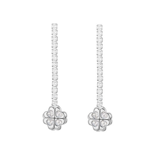 ORECCHINI TENNIS DONNA IN ACCIAIO QUADRIFOGLIO GIREVOLE