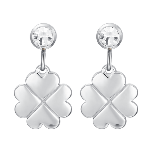 ORECCHINI DONNA IN ACCIAIO QUADRIFOGLIO E ZIRCONE