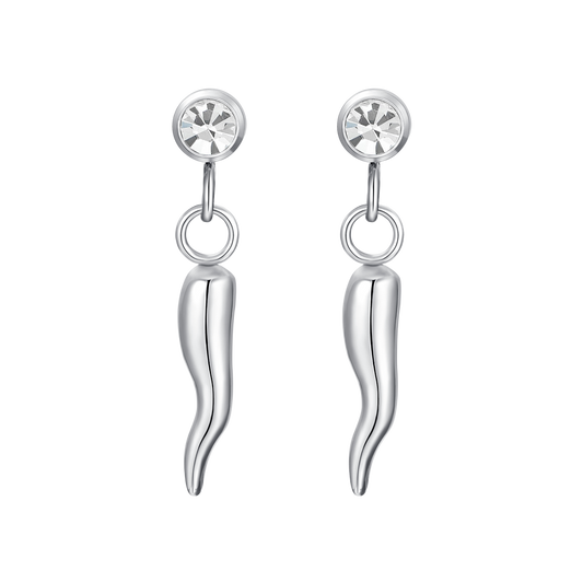 ORECCHINI DONNA IN ACCIAIO CORNO E ZIRCONE