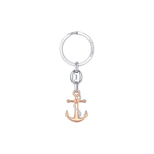 PORTACHIAVI UOMO IN ACCIAIO CON ANCORA IP ROSE ED ELEMENTO IN ACCIAIO