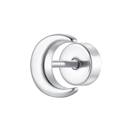 PIERCING ORECCHIO DONNA IN ACCIAIO FORMA LUNA
