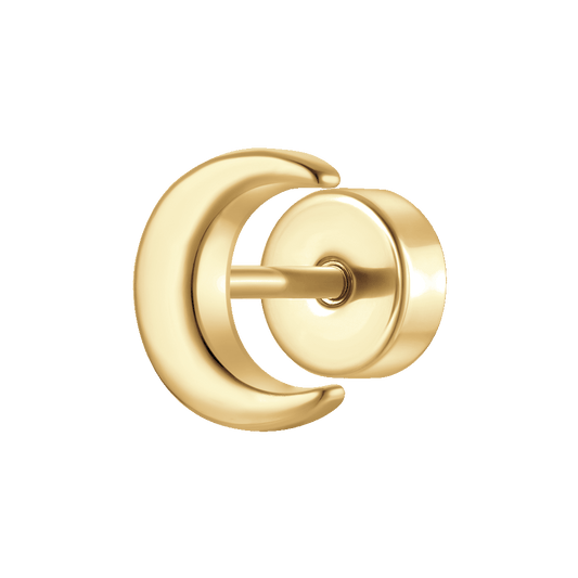PIERCING ORECCHIO DONNA IN ACCIAIO FORMA LUNA COLORE ORO
